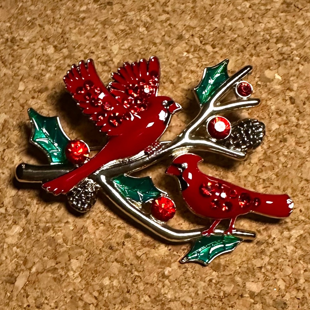 Gemstone Cardinal Brooch